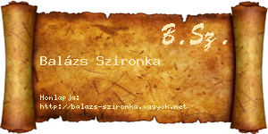Balázs Szironka névjegykártya